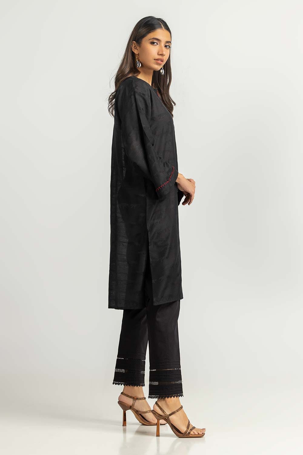 Dyed Self Jacquard Embelished Shirt