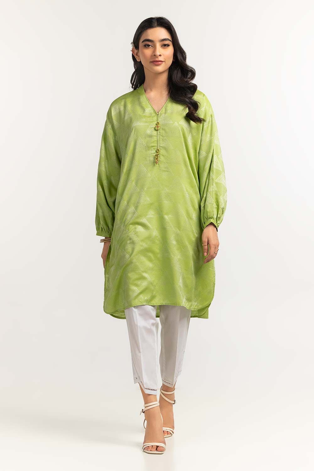 Dyed Self Jacquard Embelished Shirt