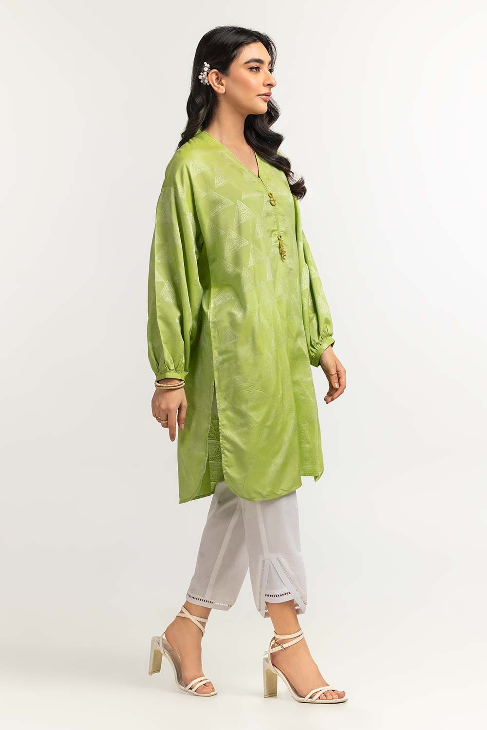 Dyed Self Jacquard Embelished Shirt