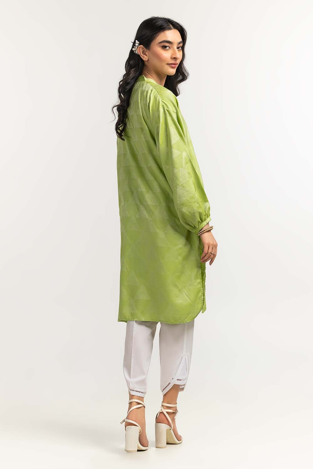 Dyed Self Jacquard Embelished Shirt