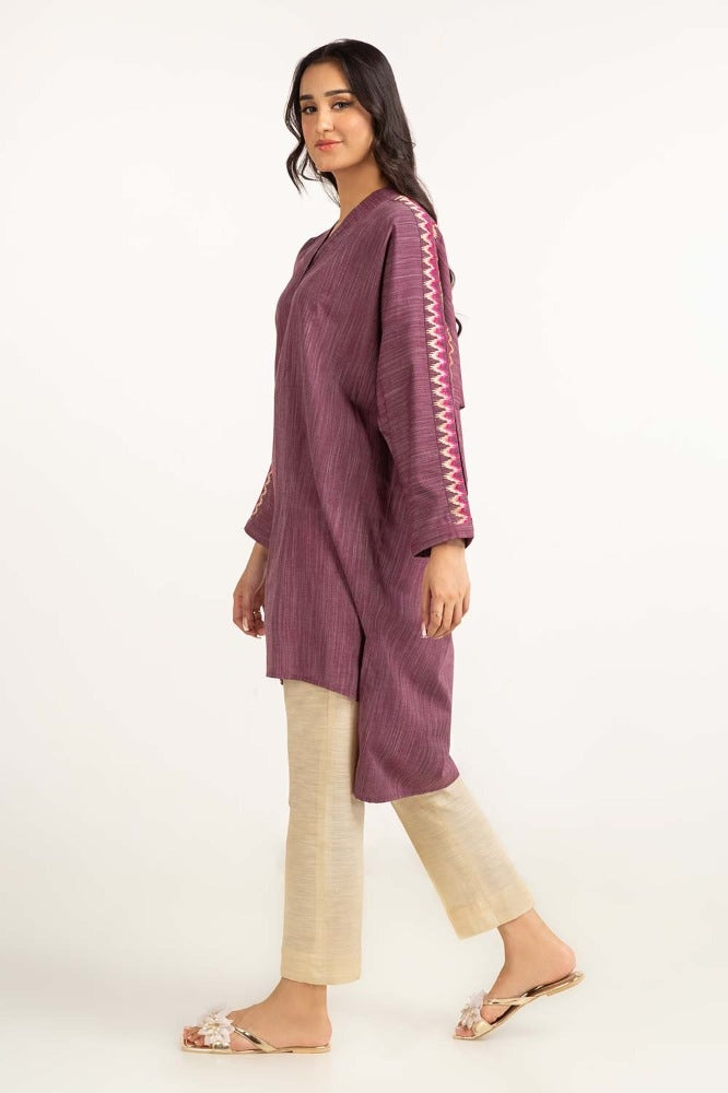 Dyed Yarn Cotton Embroidered Shirt