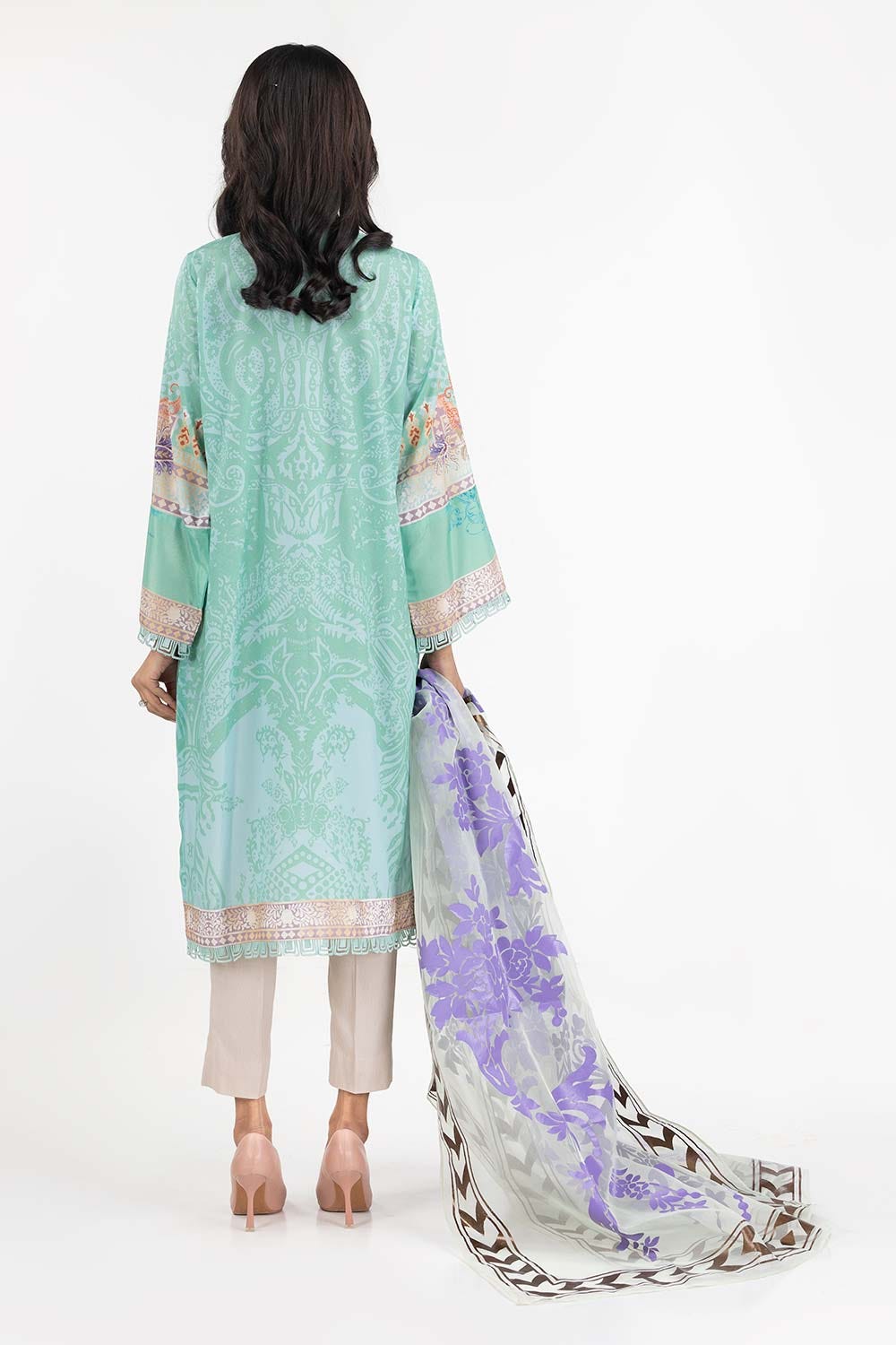 Luxury Pret Printed Poly Crepe Embelished Kurti