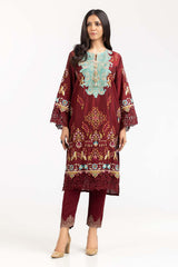 Luxury Pret Dyed Cotton silk Embroidered Kurti With Trouser