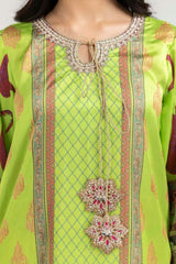 Luxury Pret Printed Charmeuse silk Embroidered Kurti