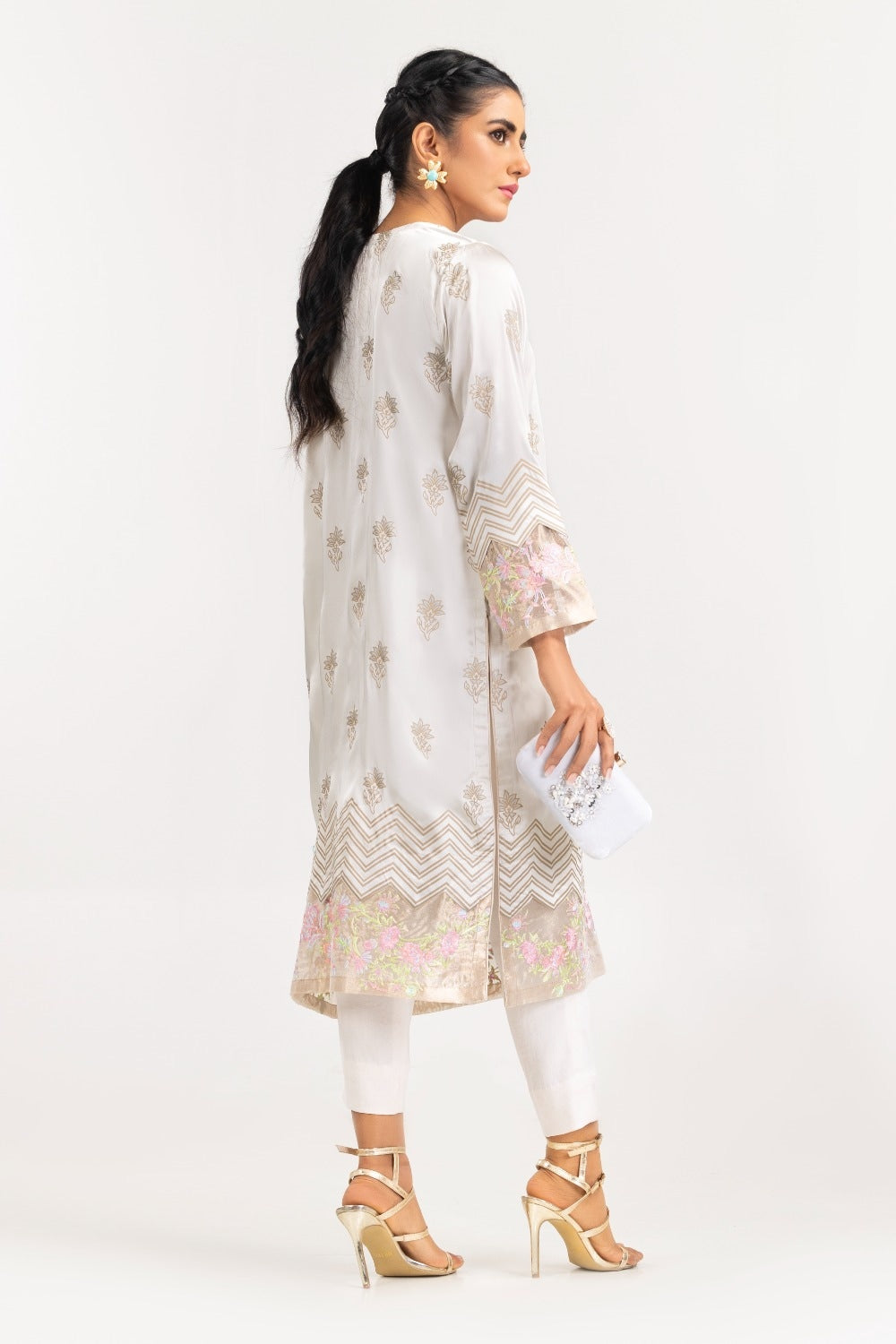 Luxury Pret Polyester Silk Embroidered Shirt