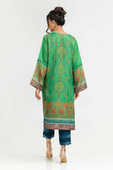 Luxury Pret Printed Khadi Net Embroidered Kurti And Trouser