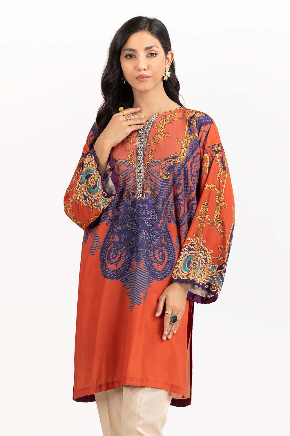 Luxury Pret Digital Printed Embelished Shirt