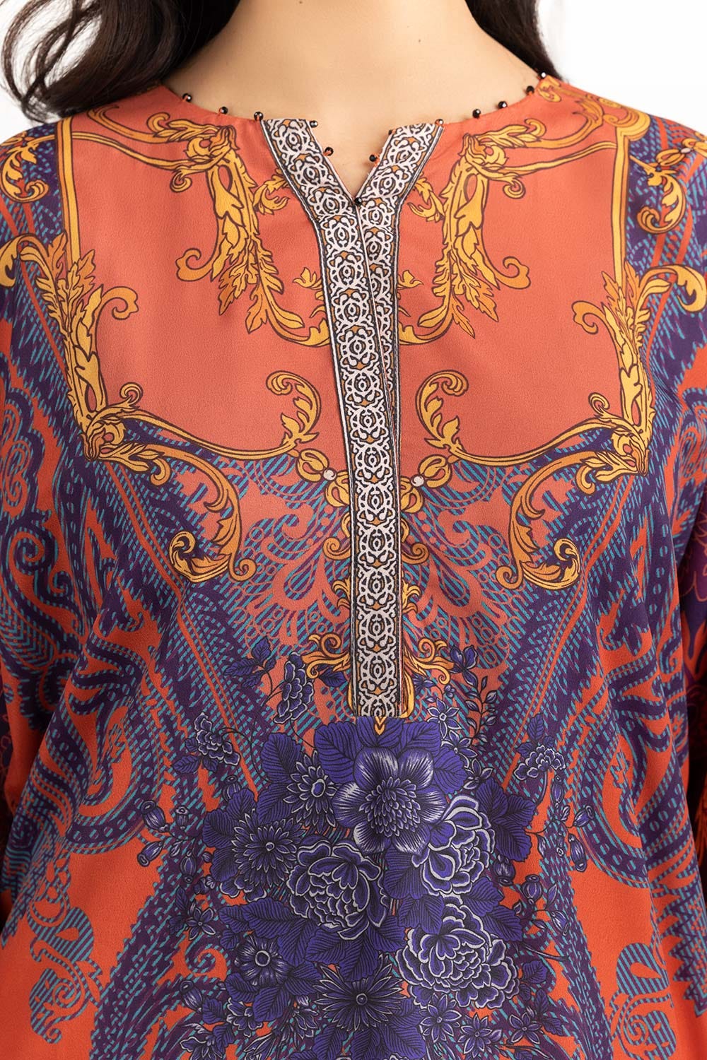 Luxury Pret Digital Printed Embelished Shirt