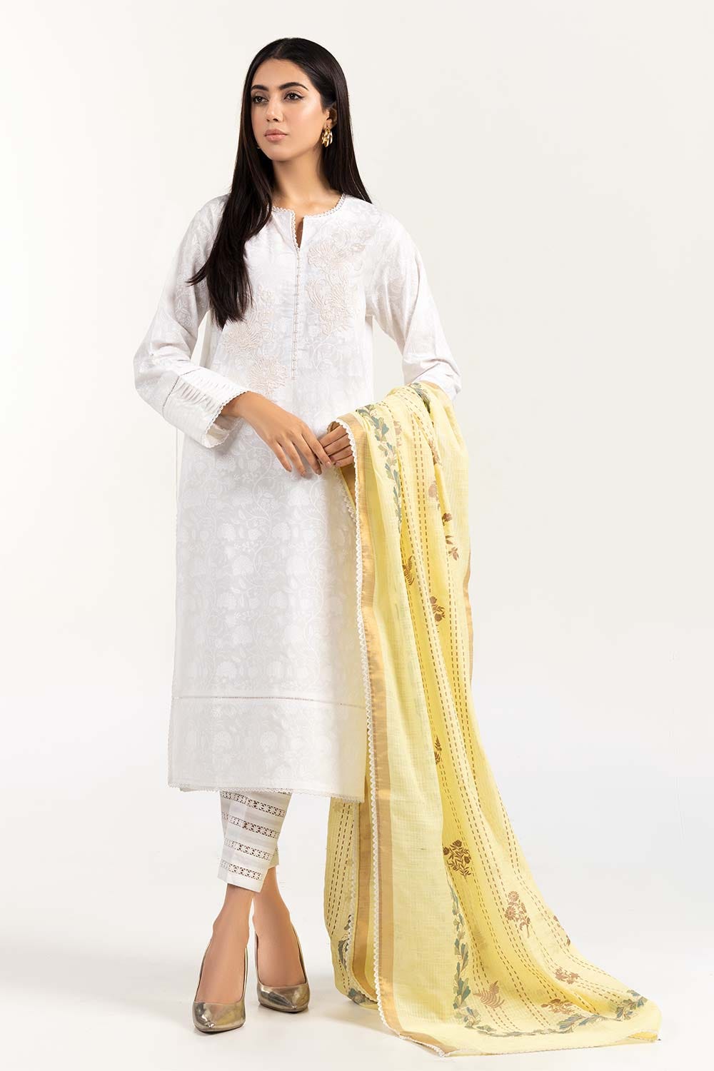 Screen Printed and Embroidered Cambric Shirt With Matching Dupatta