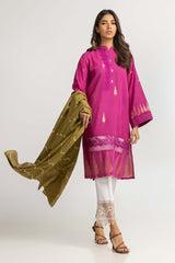 Dyed Jacquard Shirt With Dupatta