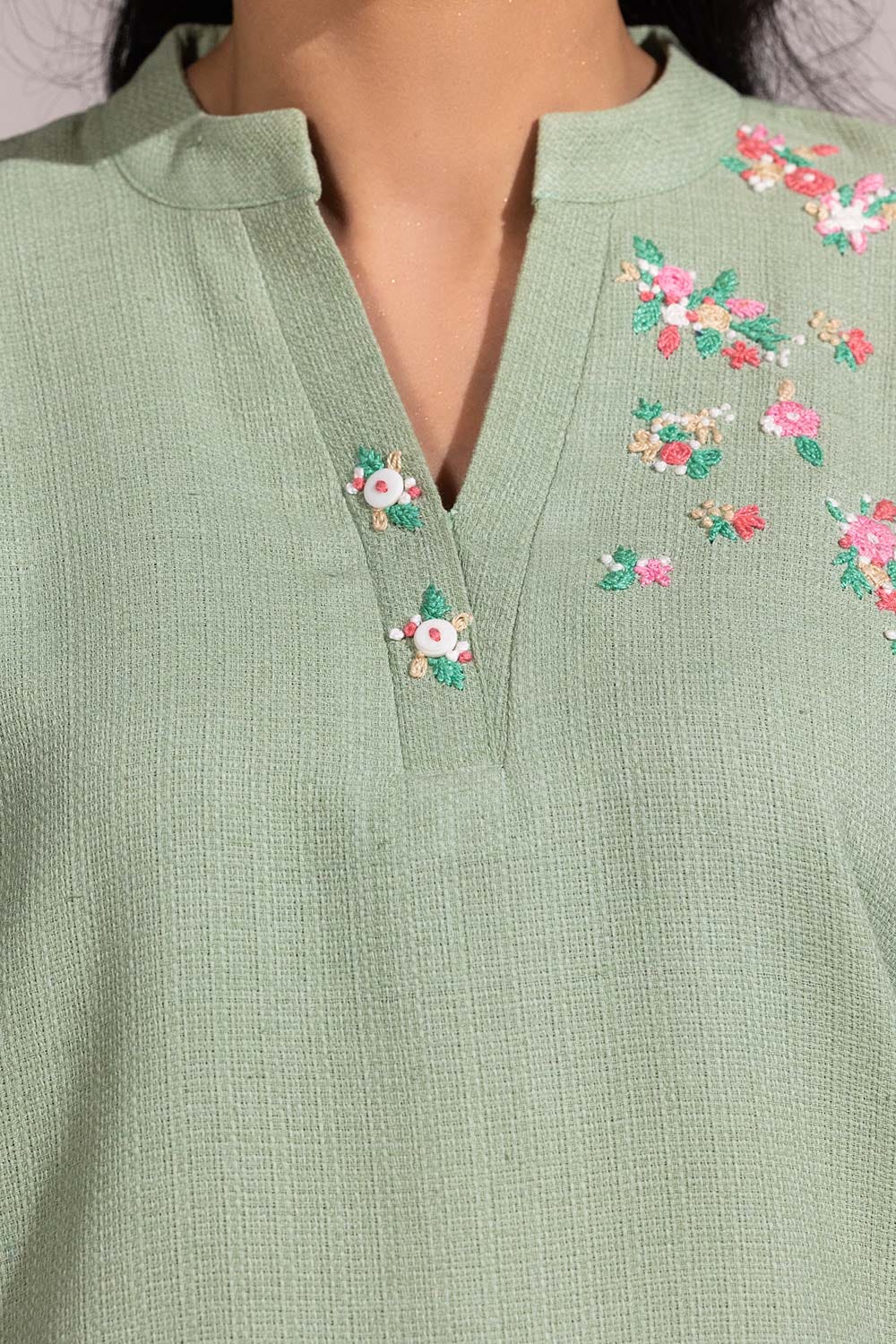 Dobby Jute Embroidered Tunic