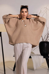 Dobby Jute Embroidered Drop Shoulder Tunic