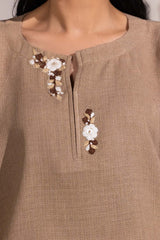 Dobby Jute Embroidered Drop Shoulder Tunic