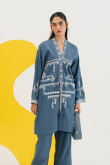 Denim Embroidered Open Shirt