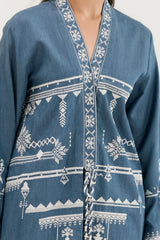 Denim Embroidered Open Shirt