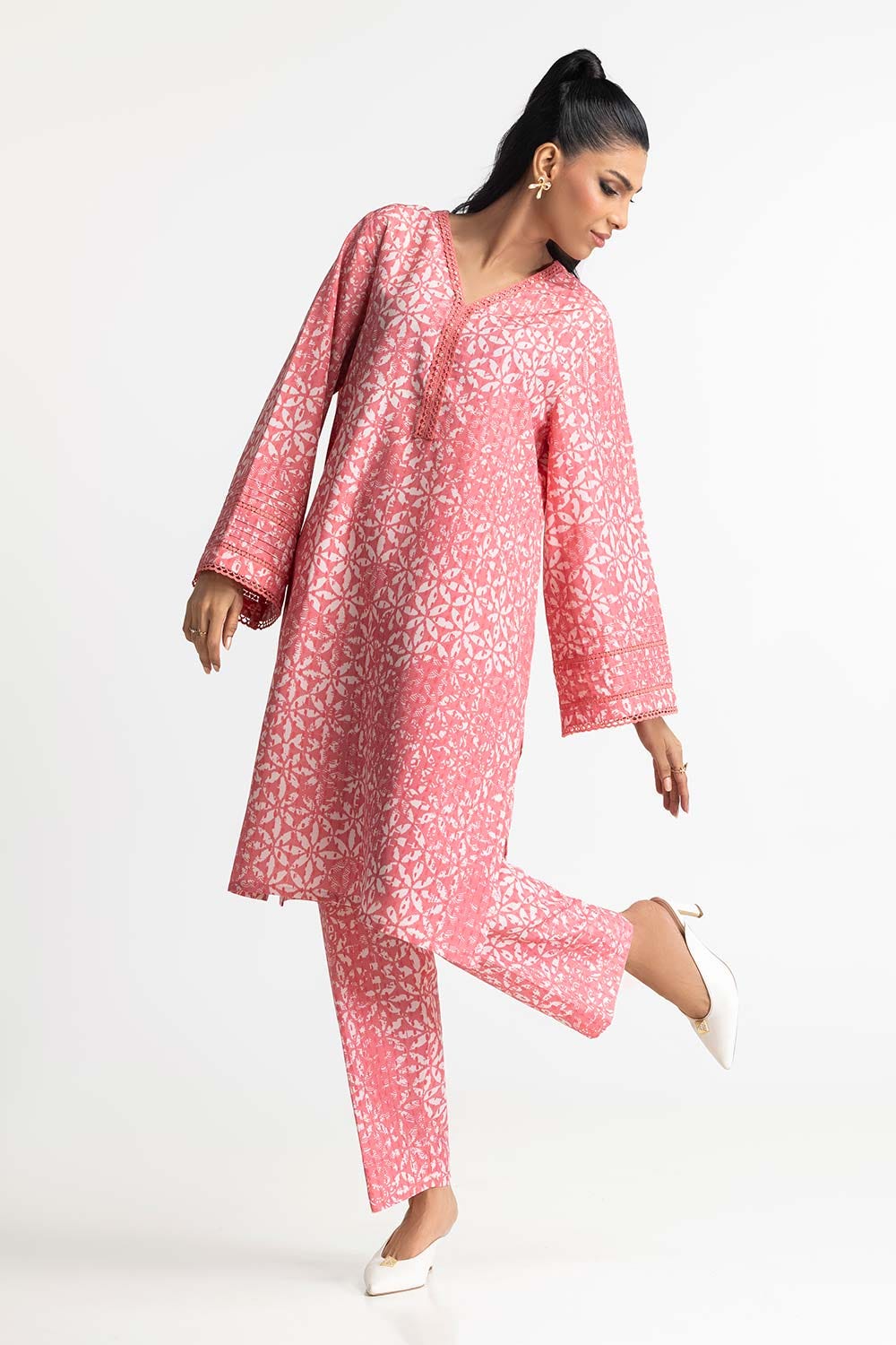 Poly Raw Slub Printed Co-Ord Set