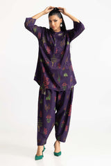 Poly Raw Slub Printed Co-Ord Set