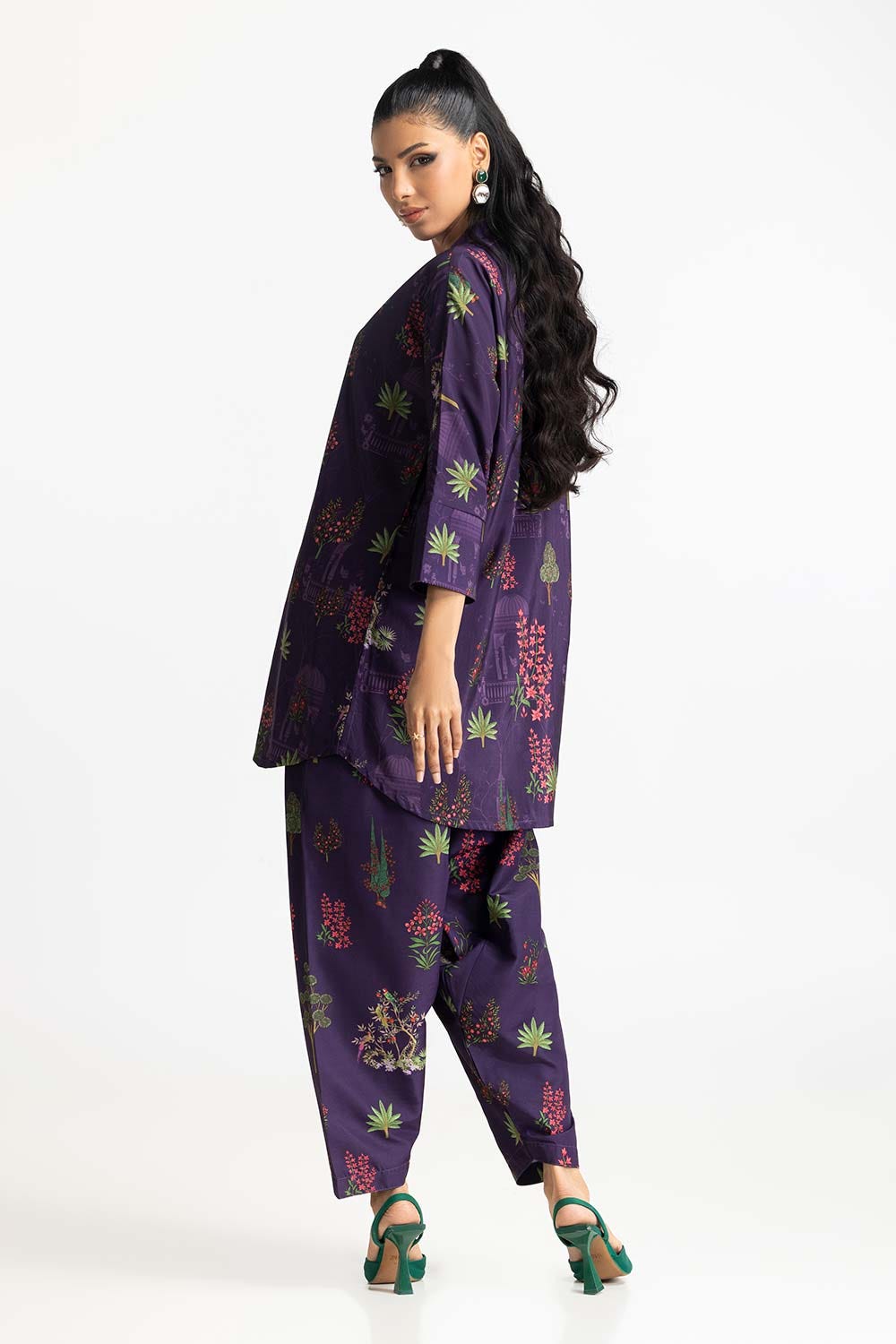 Poly Raw Slub Printed Co-Ord Set