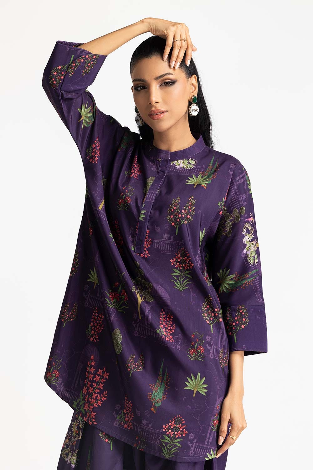 Poly Raw Slub Printed Co-Ord Set