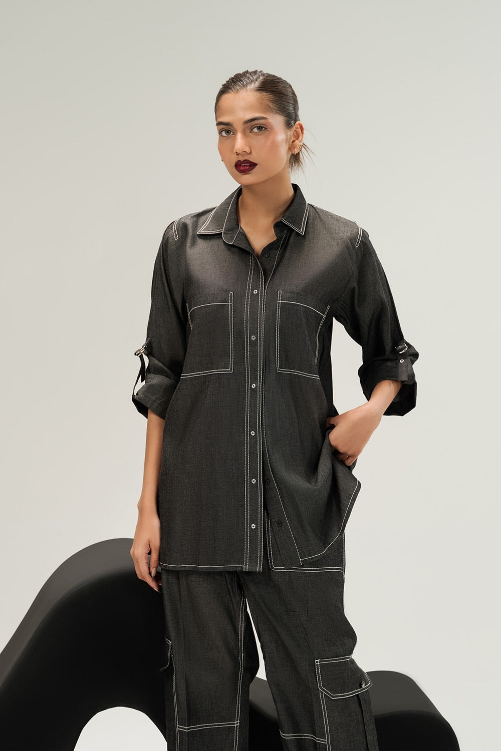 Denim Button Down Shirt With Pocket
