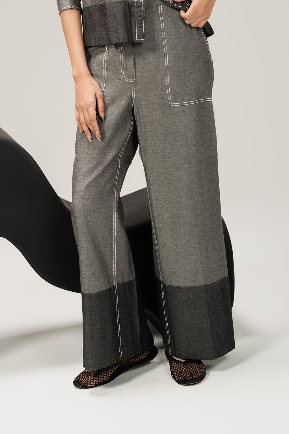 Denim Dyed Pants With Pocket