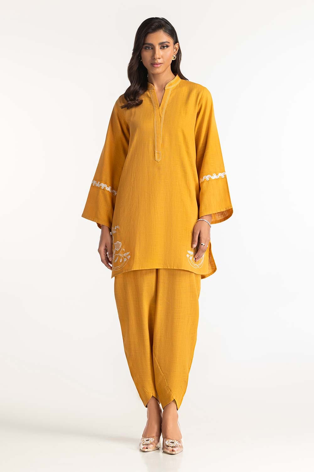 Two-Tone Herringbone Embroidered Shirt And Trouser