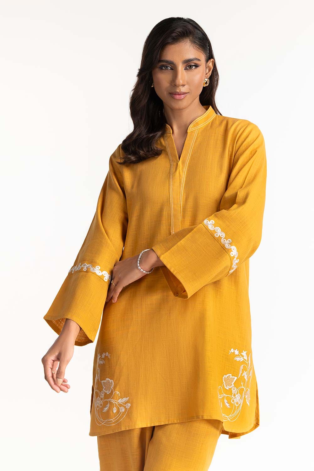 Two-Tone Herringbone Embroidered Shirt And Trouser