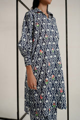 Cross Slub Printed With Embroidered Co-Ord Set