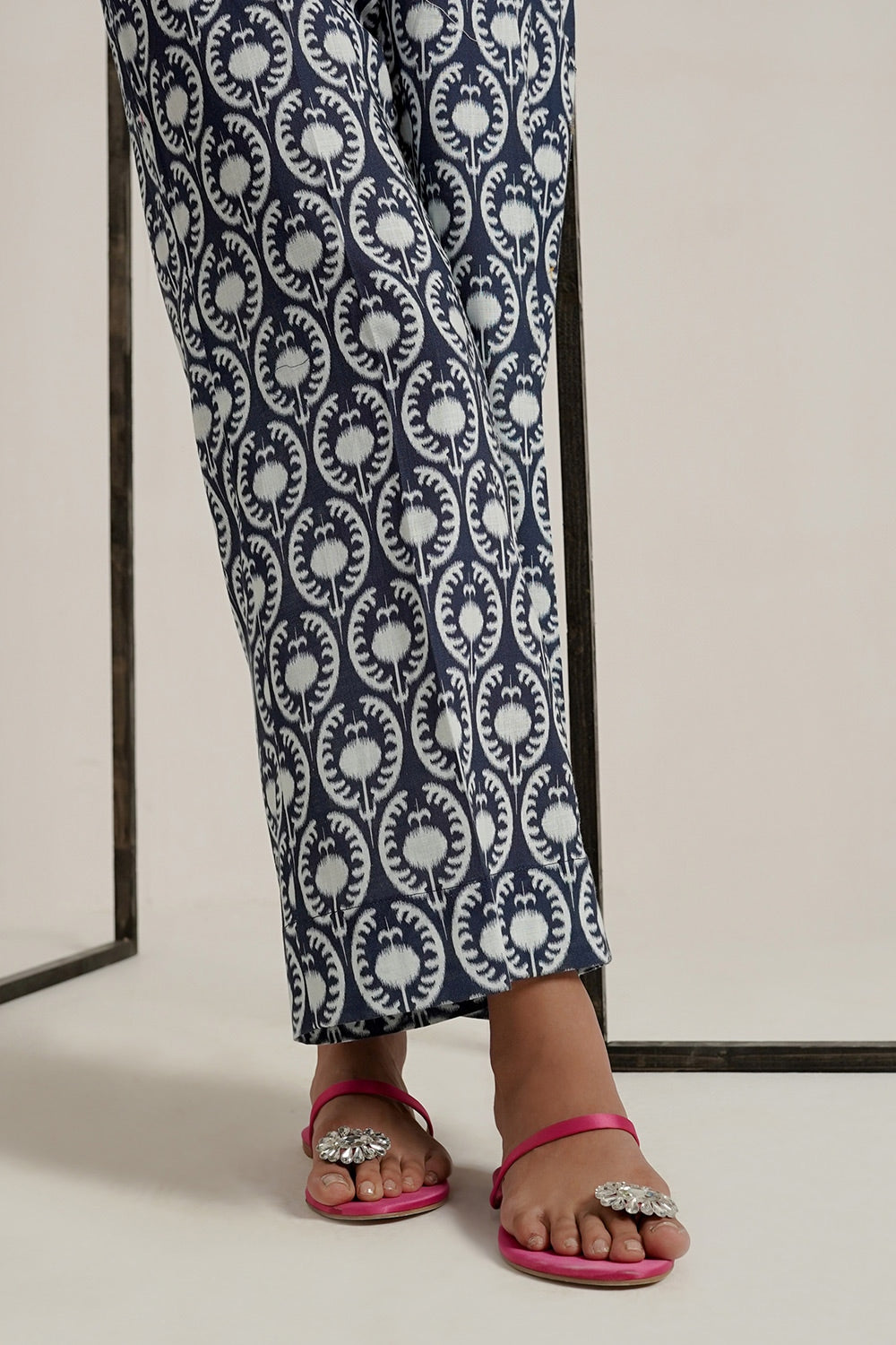 Cross Slub Printed With Embroidered Co-Ord Set