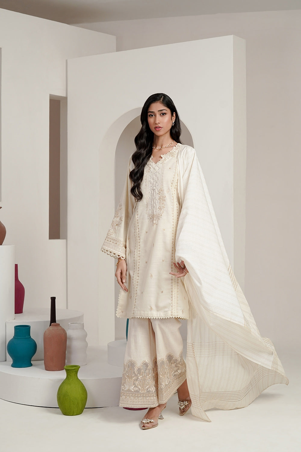 3PC Khaddar Embroidered Suit