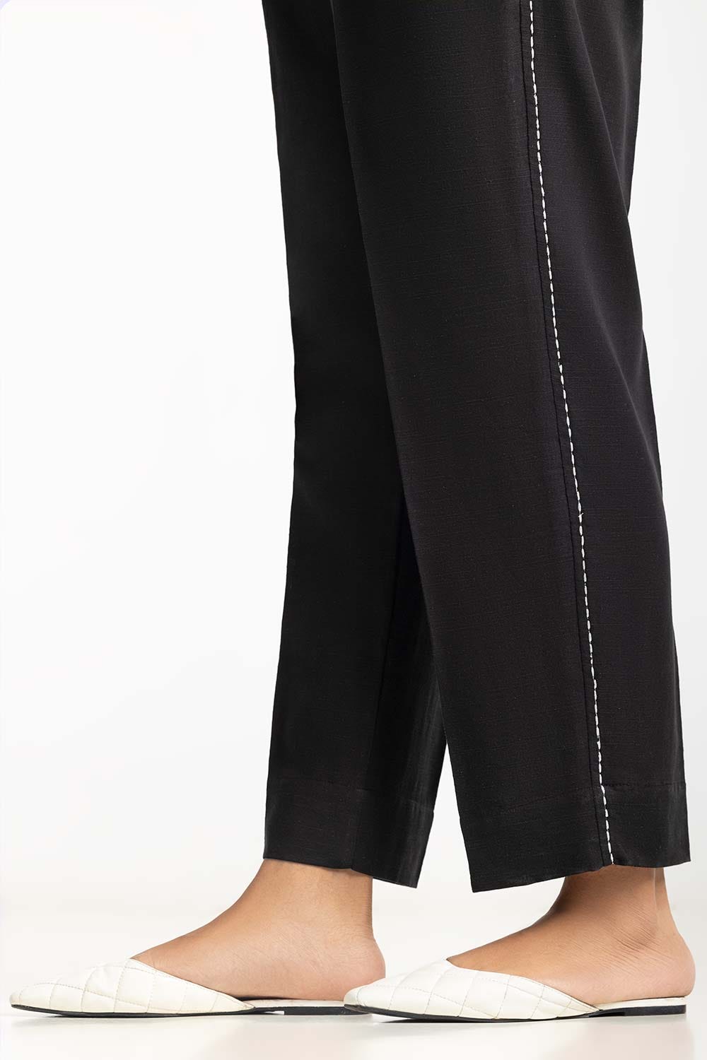 Black Khaddar Embellished Trouser