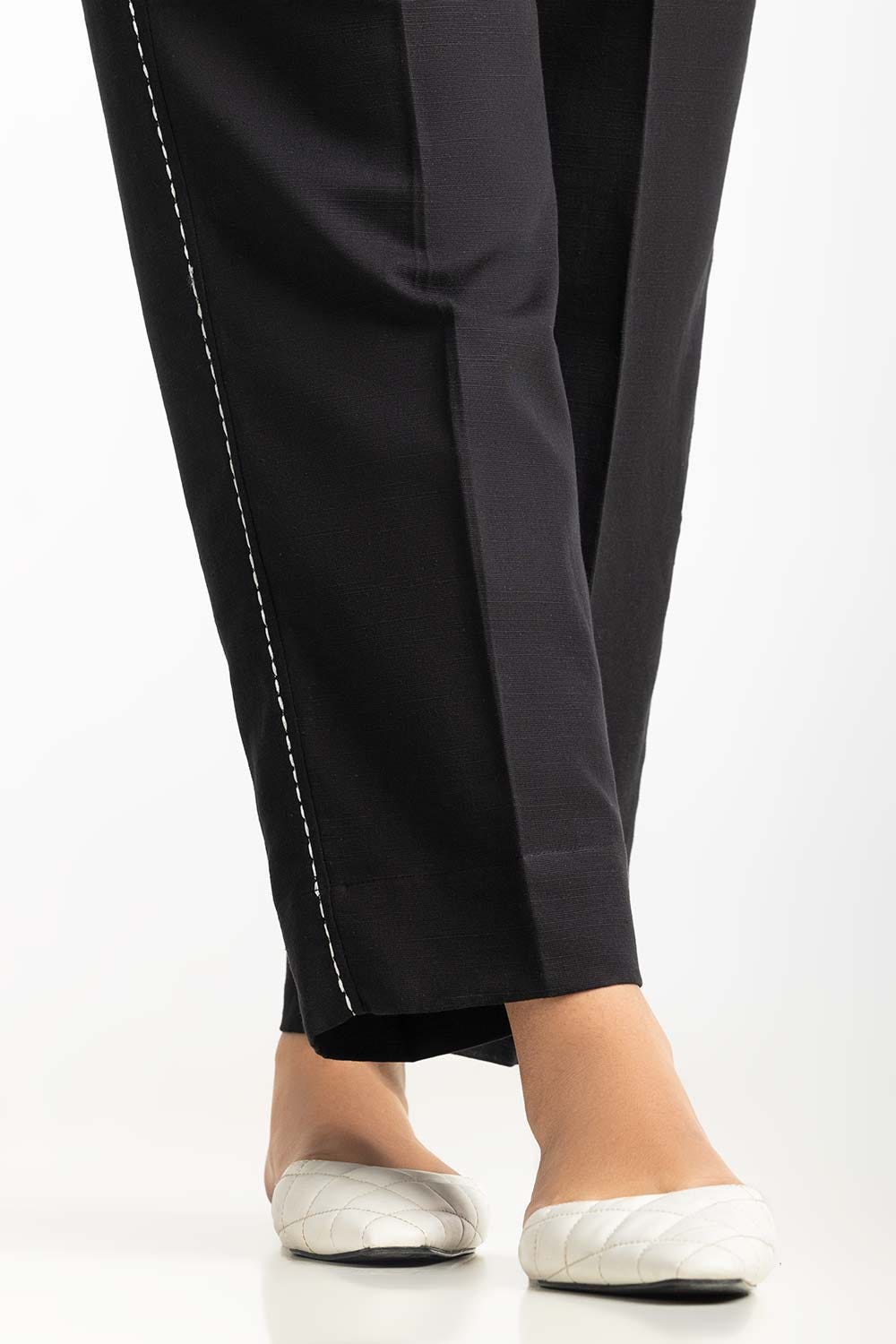 Black Khaddar Embellished Trouser