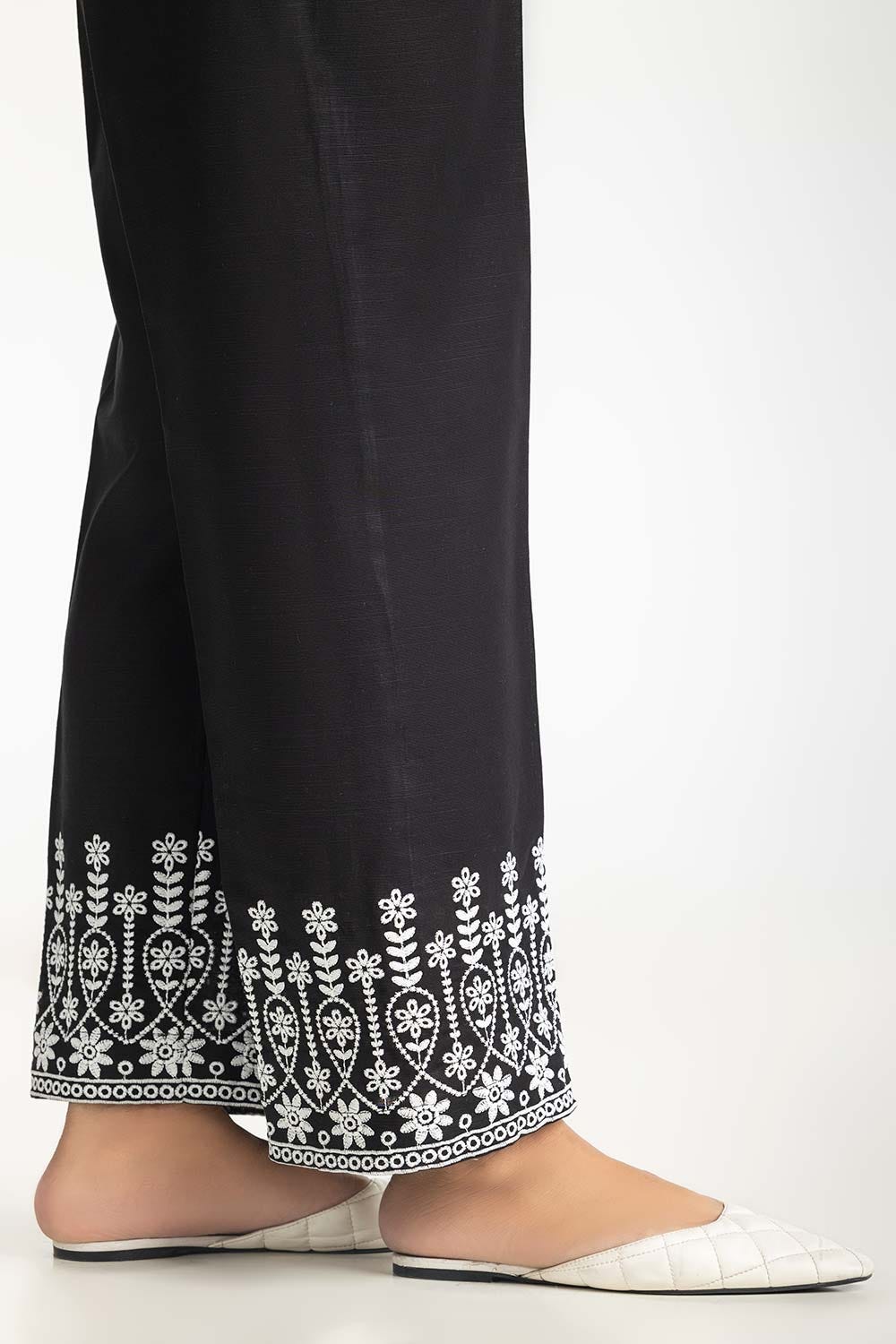 Black Khaddar Embroidered Trouser