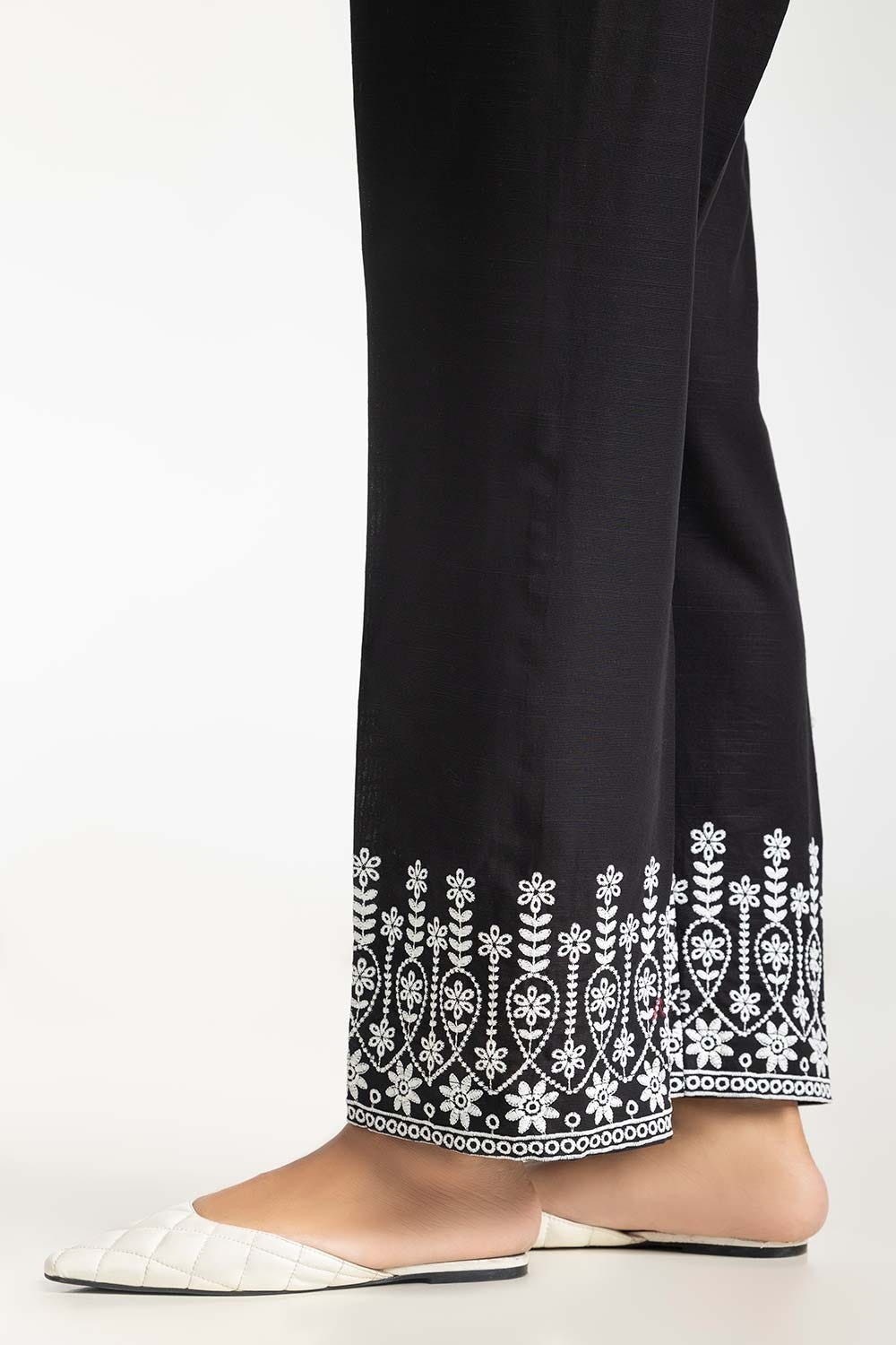 Black Khaddar Embroidered Trouser