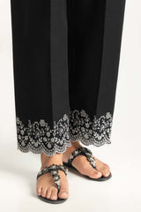 Black Khaddar Embroidered Trouser