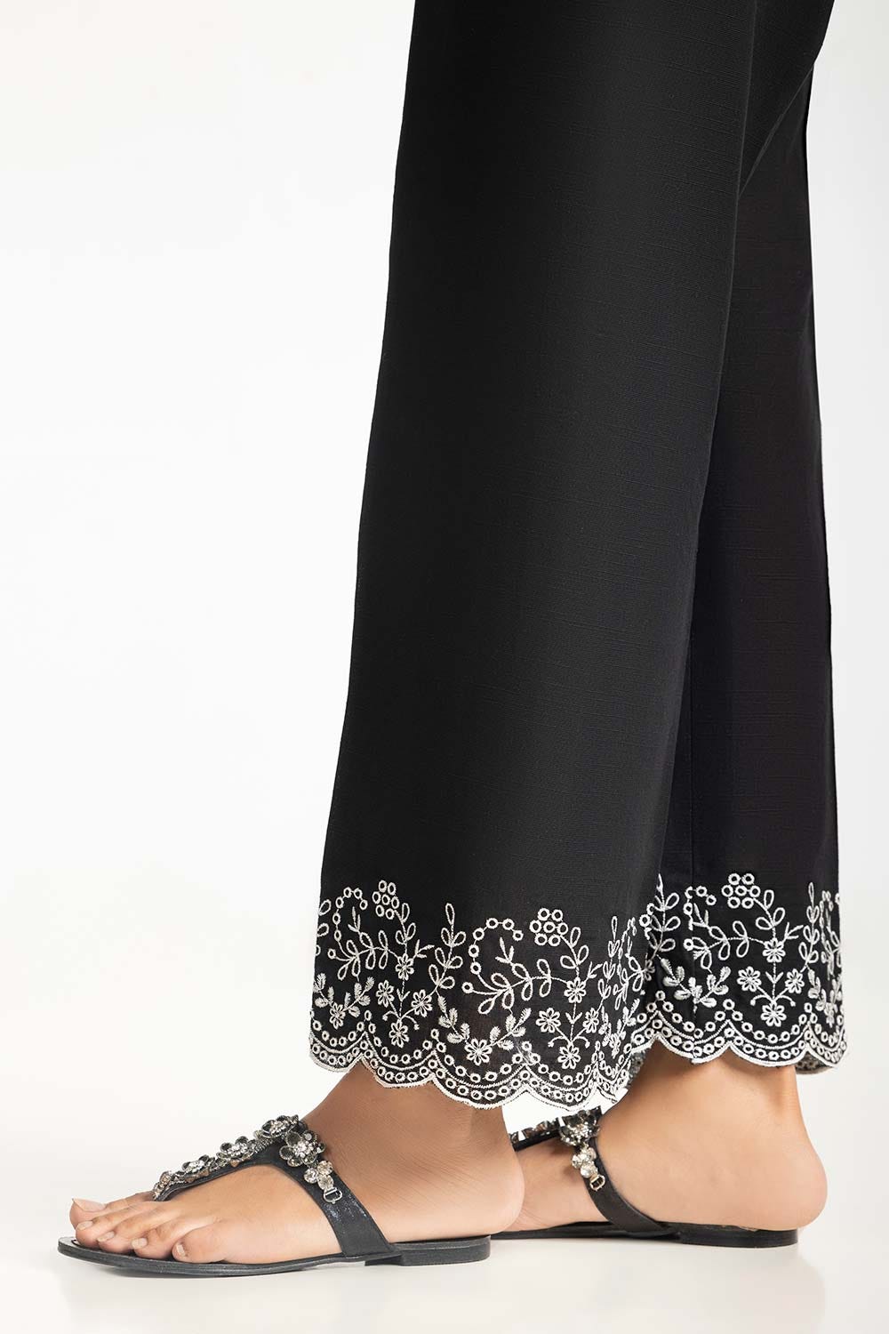 Black Khaddar Embroidered Trouser
