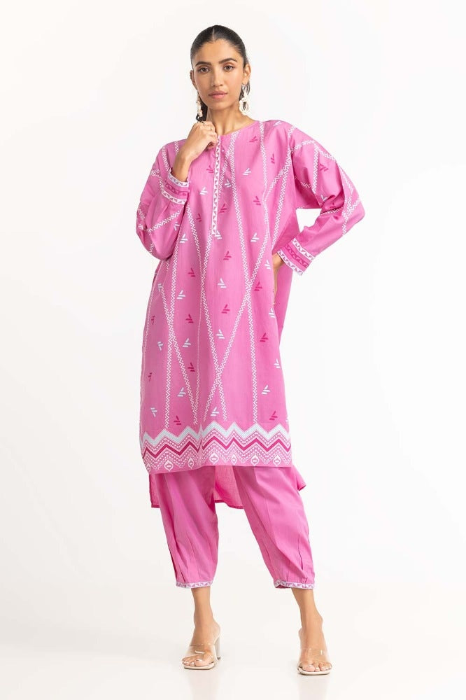 Dyed Cambric Screen Print Shirt With Trouser