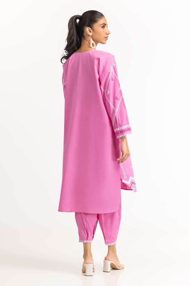 Dyed Cambric Screen Print Shirt With Trouser