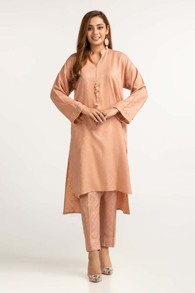 Dyed Self Jacquard Shirt With Trouser