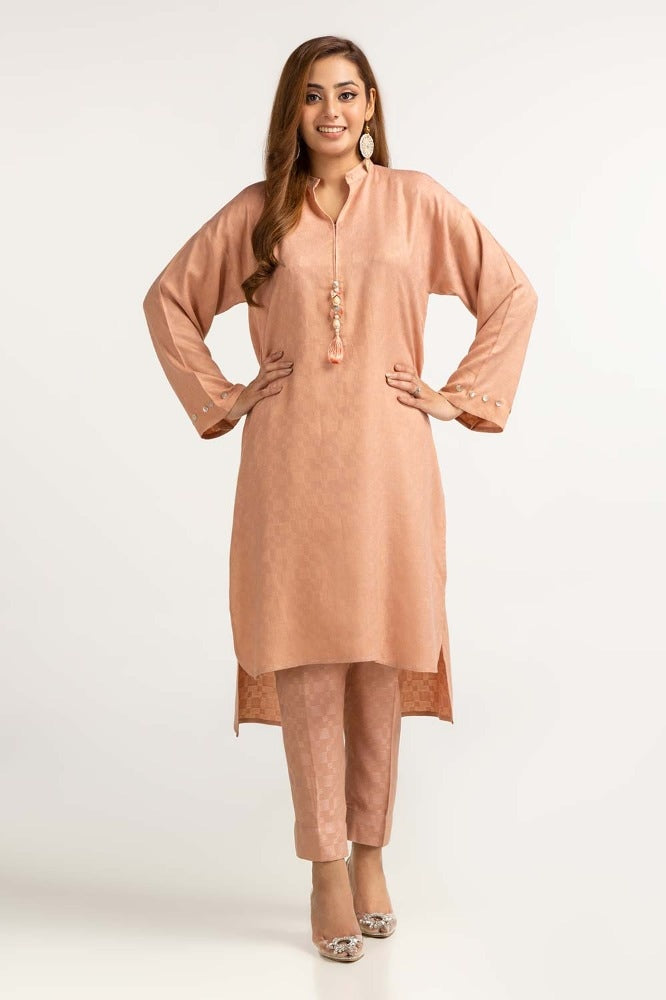 Dyed Self Jacquard Shirt With Trouser