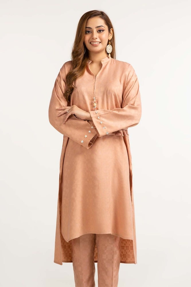 Dyed Self Jacquard Shirt With Trouser