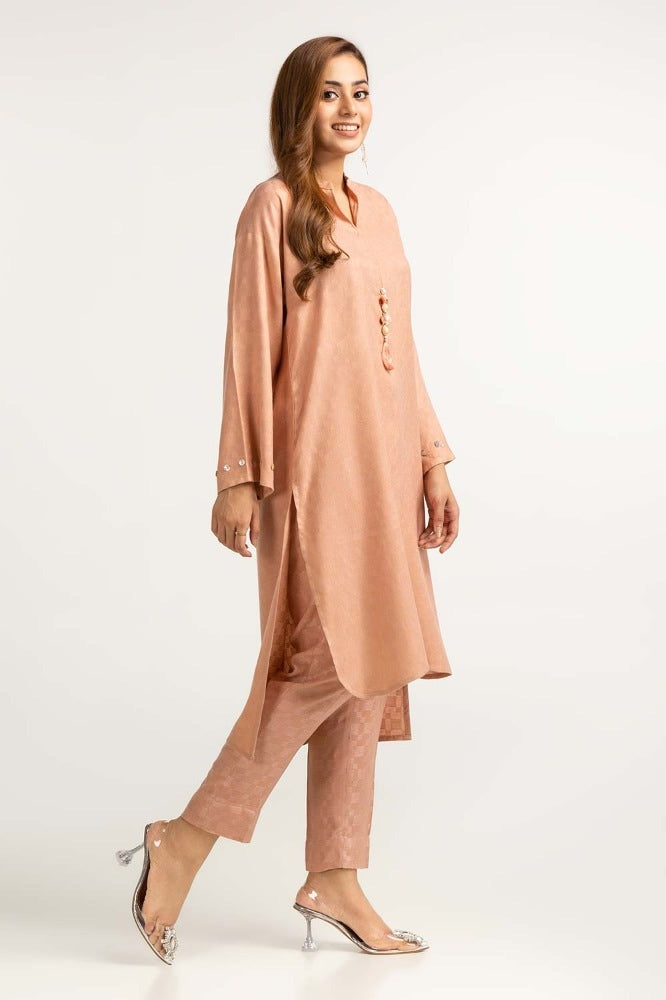 Dyed Self Jacquard Shirt With Trouser