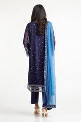 3 Piece Chiffon Embroidered Suit