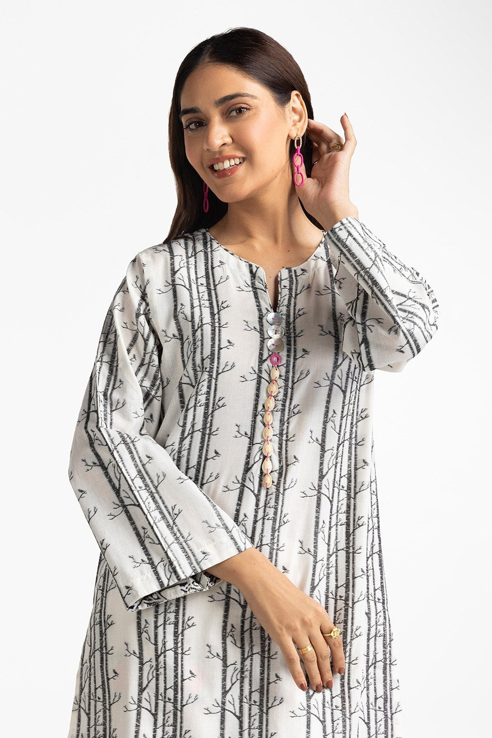 Jacquard Embellished Shirt And Printed Jacquard Trouser