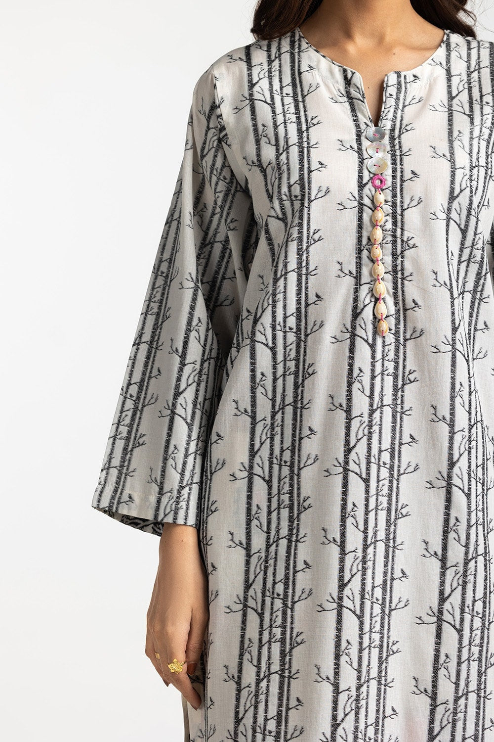 Jacquard Embellished Shirt And Printed Jacquard Trouser
