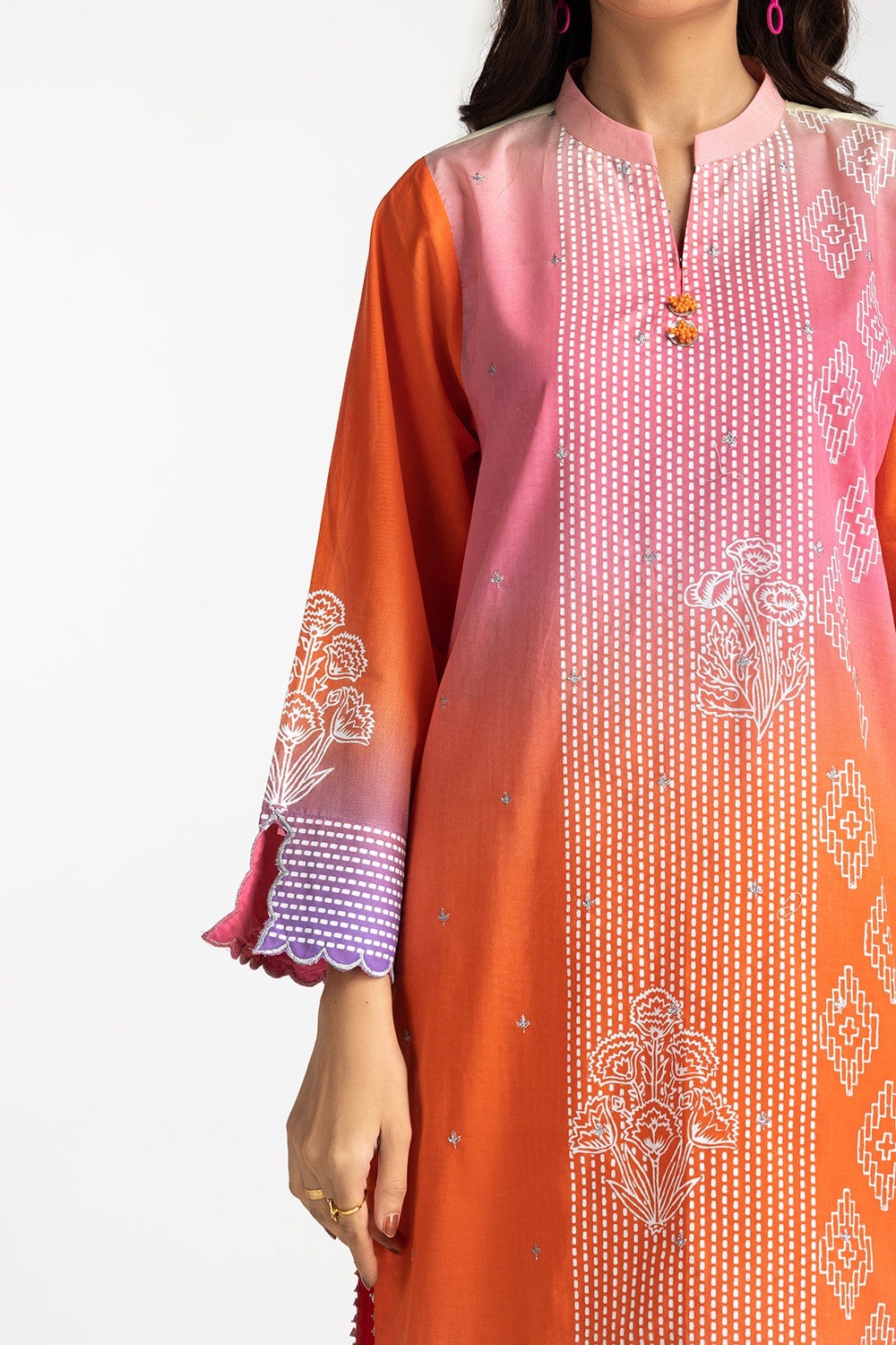 Lawn Lacquer Printed With Embroidered Shirt And Printed Trouser