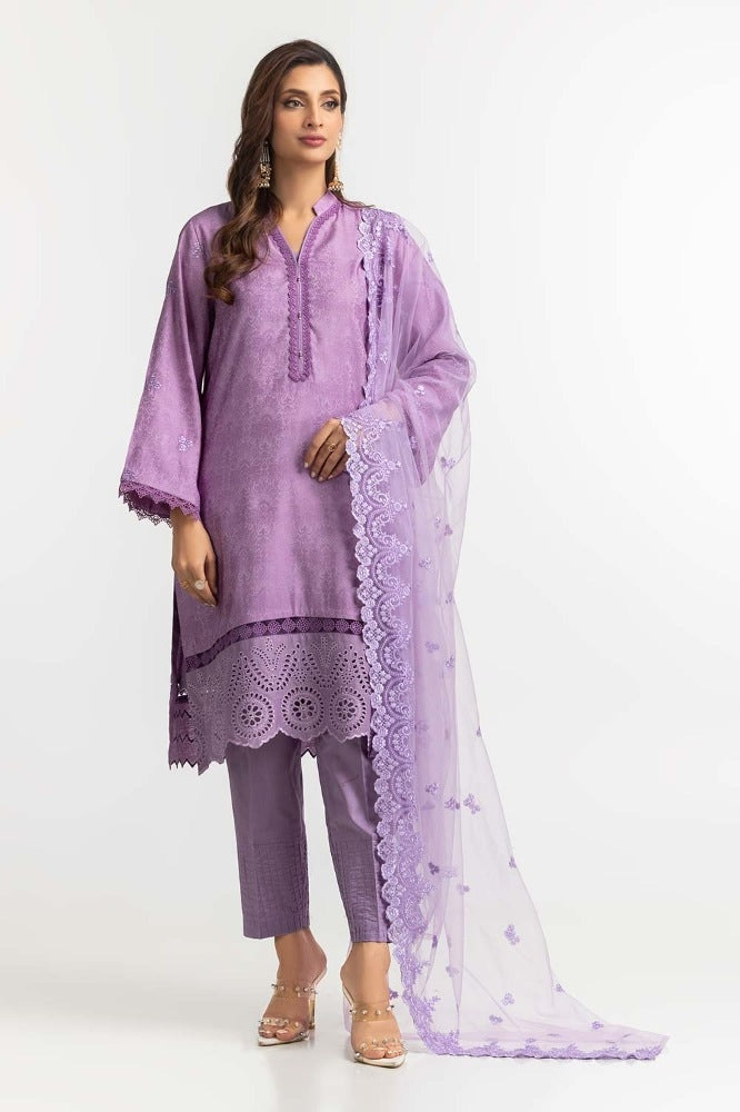 3 Pieces Jacquard Embroidered Suit