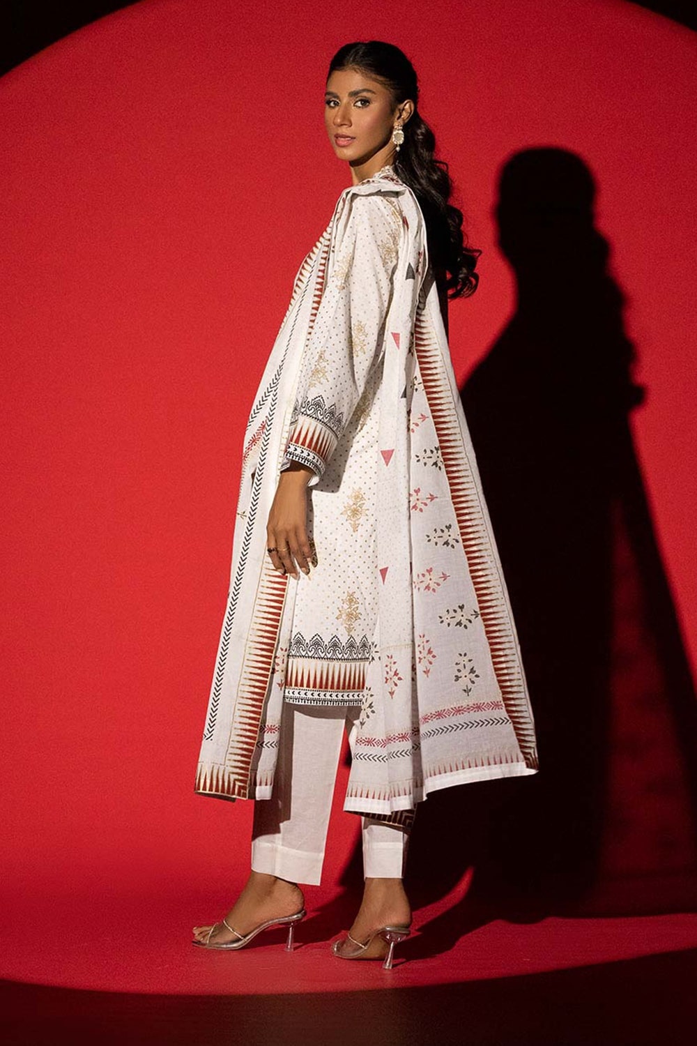 3 Piece Cambric Block Printed Suit