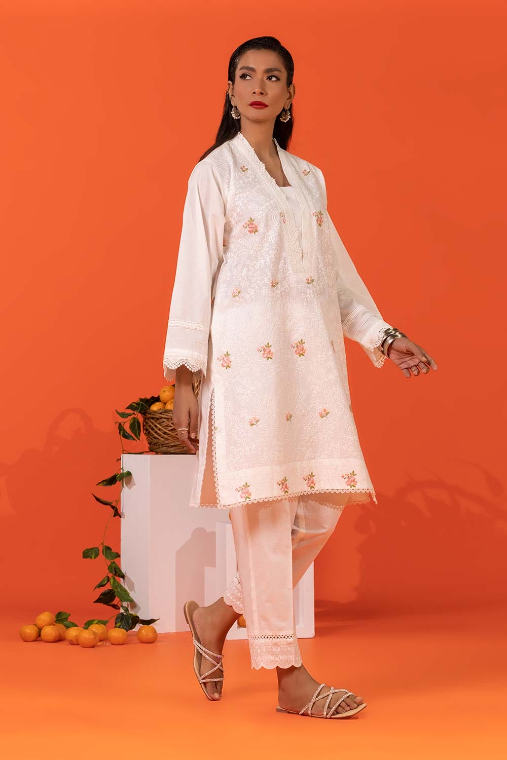 Cambric Embroidered Shirt And Embroidered Trouser