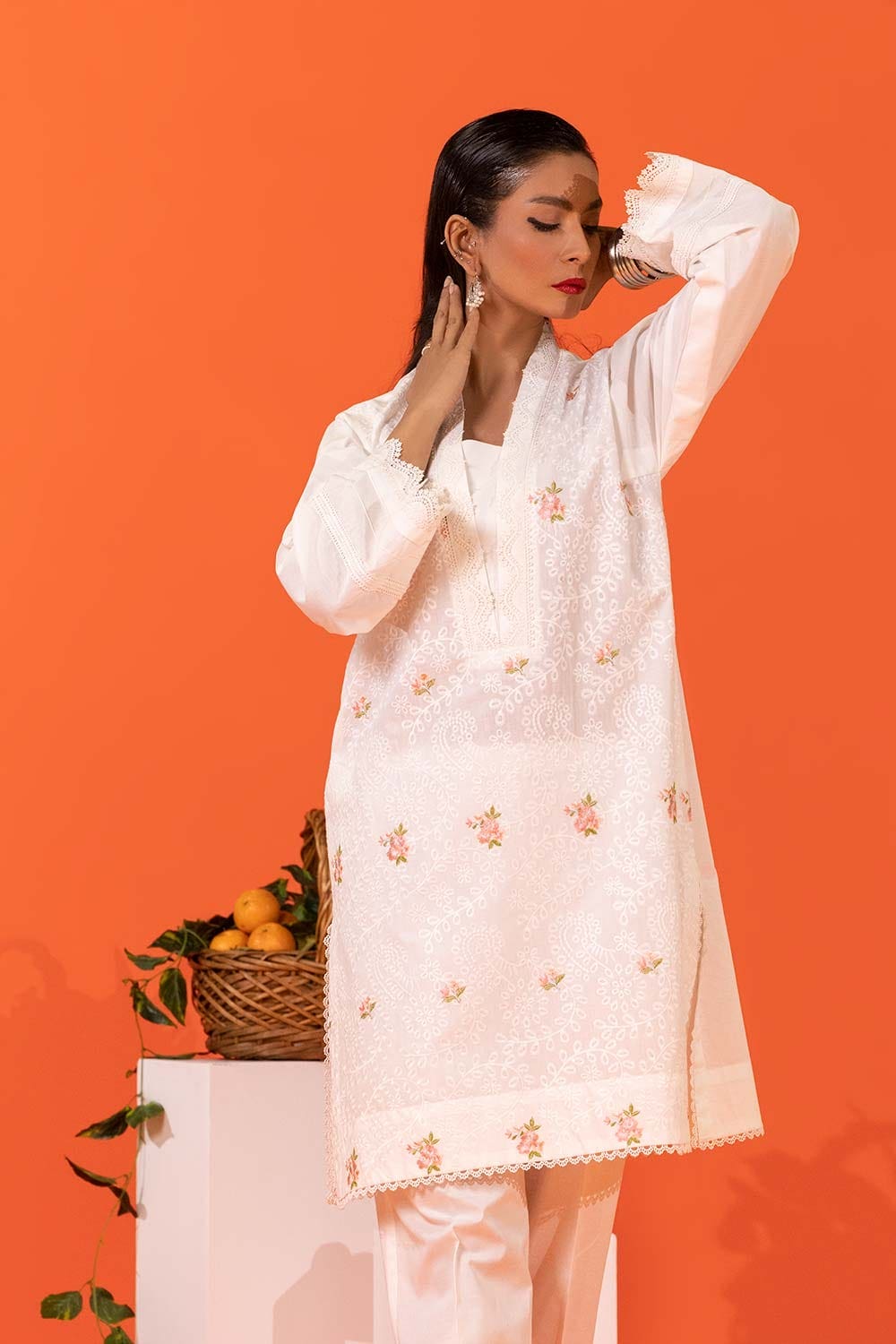 Cambric Embroidered Shirt And Embroidered Trouser